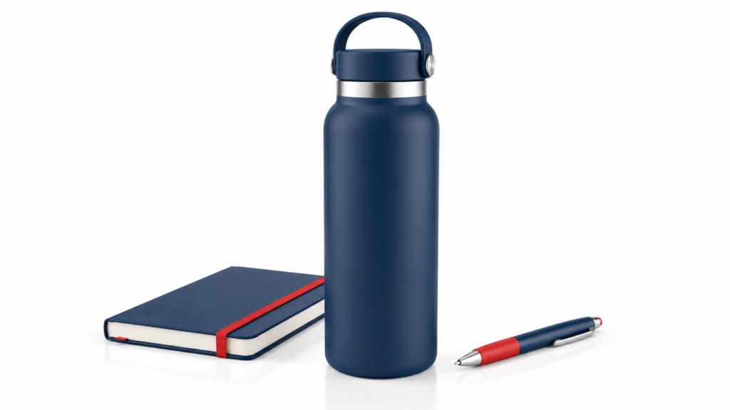 Gepersonaliseerde relatiegeschenken met bedrijfslogo voor medewerkers.